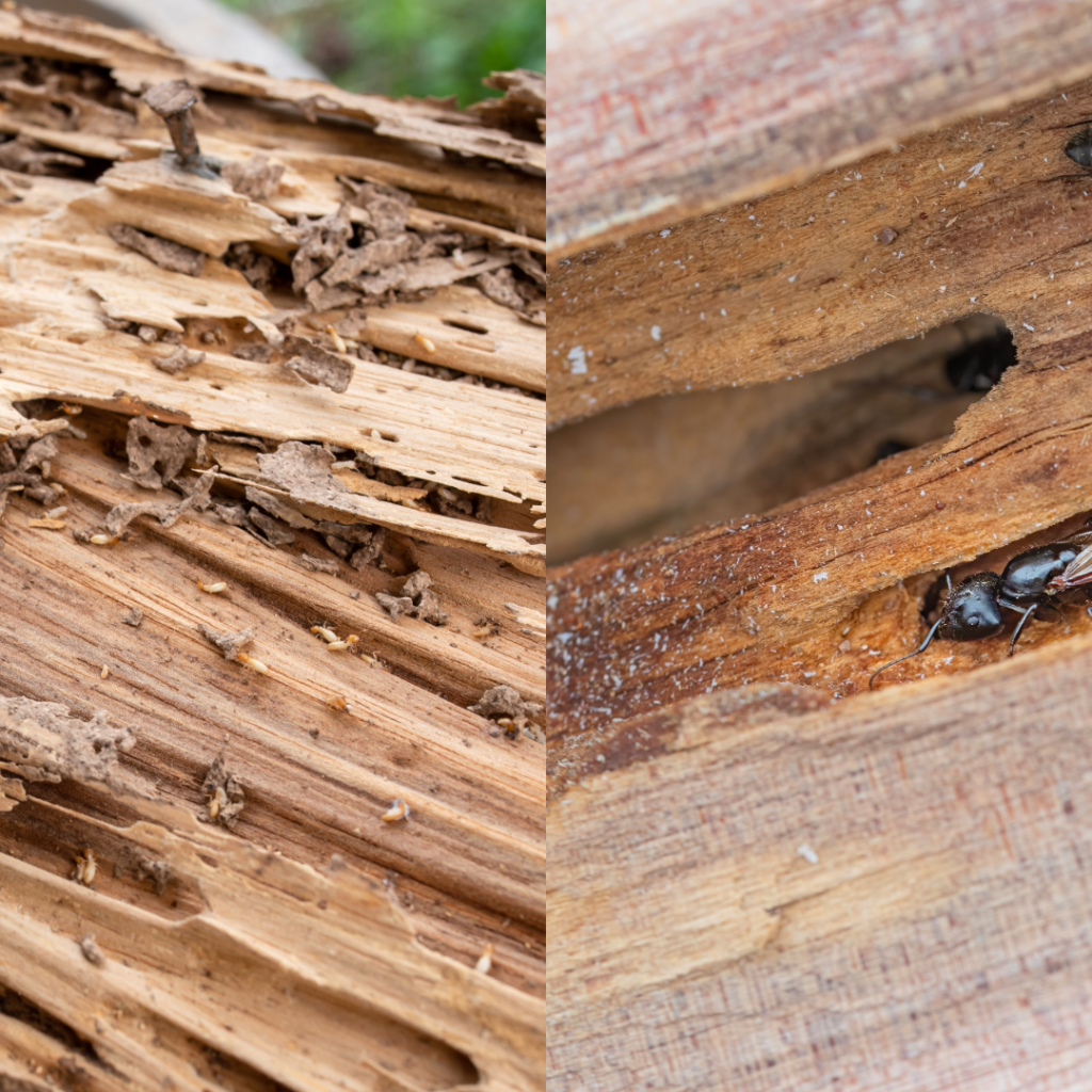 Termite damage vs carpenter ant damage