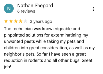 Image of a customer review for Terminix. 