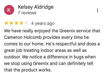 Image of a customer review for Greenix.