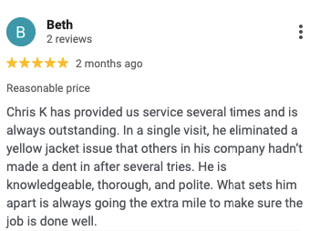 Screenshot of a customer review for Environmental Pest Control.
