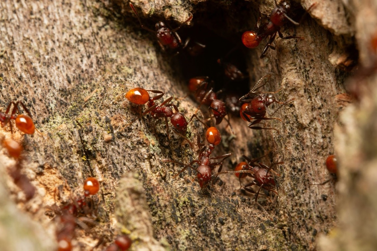 Ants entering a home through small cracks in the foundation