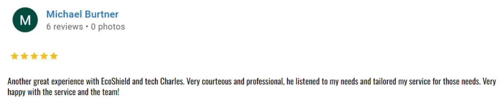 Review highlighting EcoShield’s tailored services