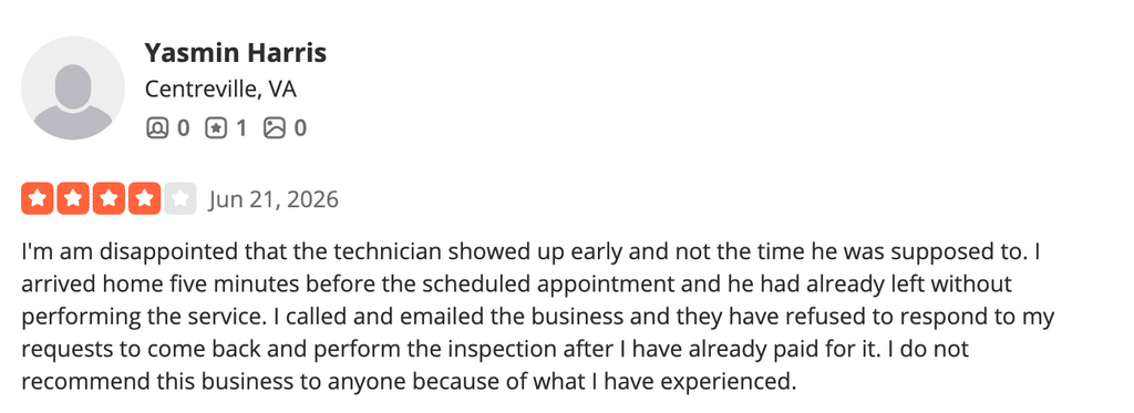 Review noting scheduling issues 