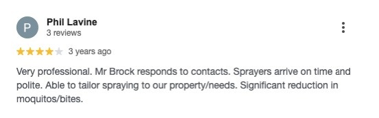 Screenshot of a customer’s review for Mosquito Joe of Greensboro West. 