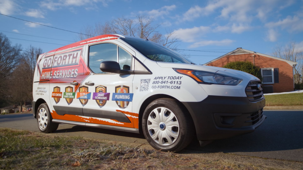Go-Forth Home Services van serving Friendly, NC area homeowners for silverfish and pest control.