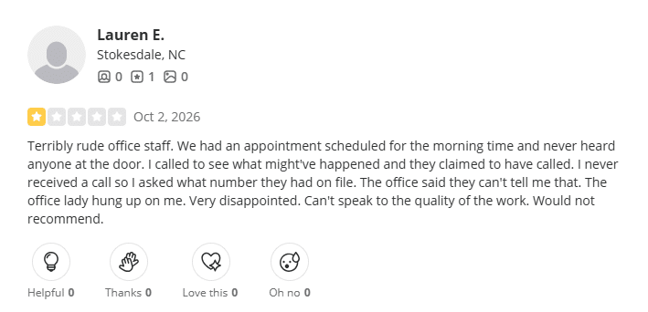 Review highlighting Arrow’s poor customer service.