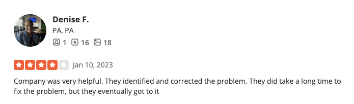 Screenshot of a customer’s review for Pest Management Systems. 