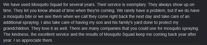 customer review for Mosquito Squad of the Triad.