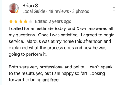 Screenshot of a customer’s 4-star review for Go-Forth Home Services on Google Reviews.