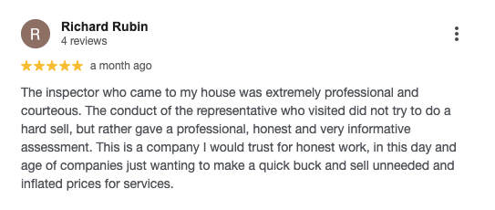 Screenshot of a Connor’s Pest Pros’ customer’s 5-star review on Google Reviews.