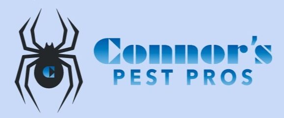Connor's Pest Pros logo featuring a black spider graphic beside blue lettering.