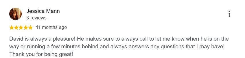 Customer review praising a Pest-X technician for proactive communication.
