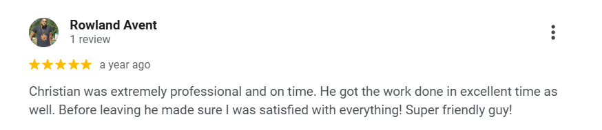 Google review praising a Pest-X Exterminating technician for professionalism.