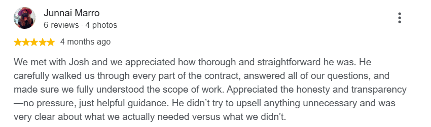 Customer review praising a Connor's Pest Pros technician for being thorough, transparent, and focused on what the property actually needed.