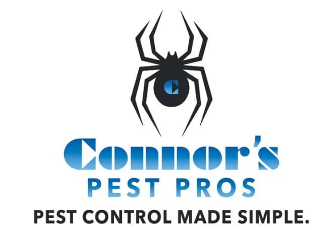 Connor's Pest Pros logo featuring a black spider silhouette with the tagline "Pest Control Made Simple."